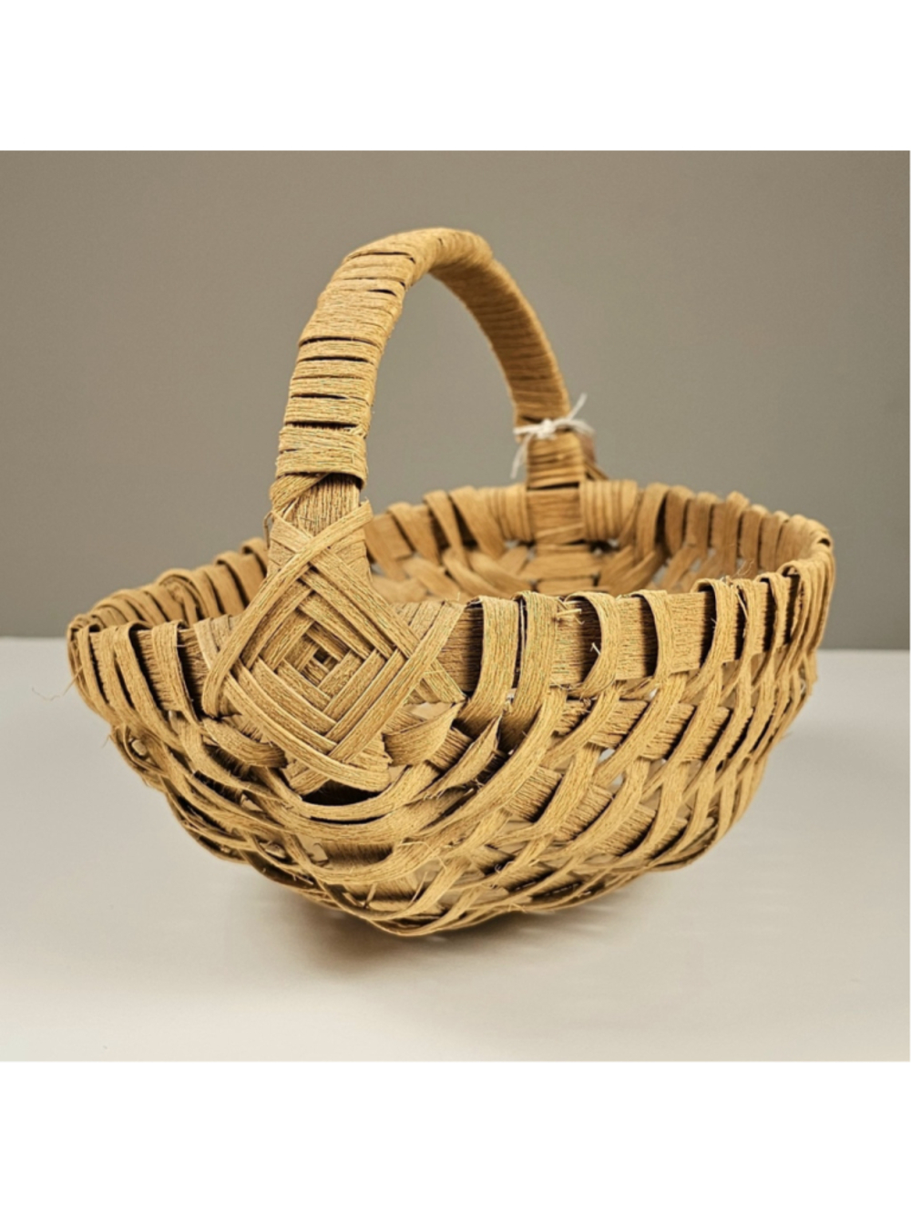 Vtg Black Ash Splint Buttocks Basket Handwoven Appalachian Egg Rib Basket 10.5"